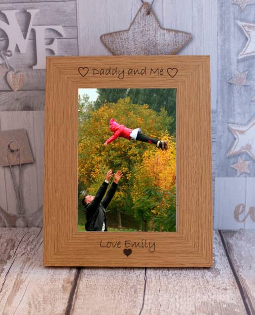 Personalised French Oak Finish Photo Frame Engraved Gift - image 1