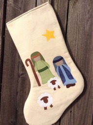 Personalized Nativity Shepherd Christmas Stocking - Embroidered