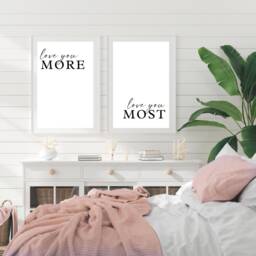 Set Of 2 Bedroom Prints, Decor Love You More, Above Bed Anniversary Gift, Print, Poster, Home Prints - thumbnail 3