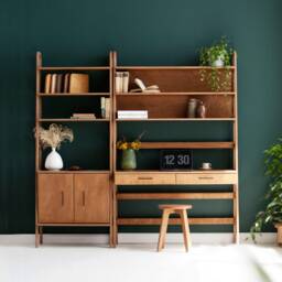 Handmade Mid Century Modern Walnut Bookcase Desk - Wall Unit