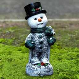Tiny Concrete Snowman Statue Stone Winter Garden Decor Handcrafted Festive Sculpture Holiday Frosty Figurine Front Door Gift - thumbnail 1