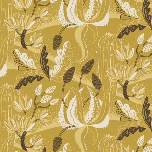 Mustard Crib Sheet - Gold Cactus Floral, Boho Desert Blooms - image 1
