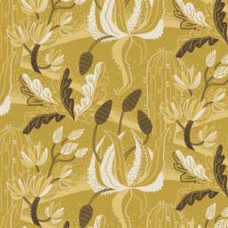 Mustard Crib Sheet - Gold Cactus Floral, Boho Desert Blooms - thumbnail 1