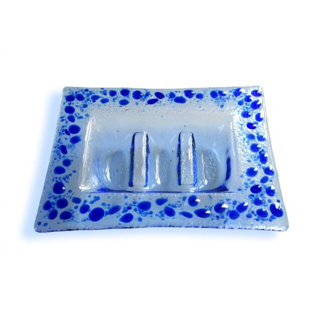 Light Blue & Murano Glass Soap Dish - Lapilli Series, Unique Made in Italy Gift, Fused - image 1