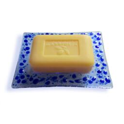 Light Blue & Murano Glass Soap Dish - Lapilli Series, Unique Made in Italy Gift, Fused - thumbnail 2