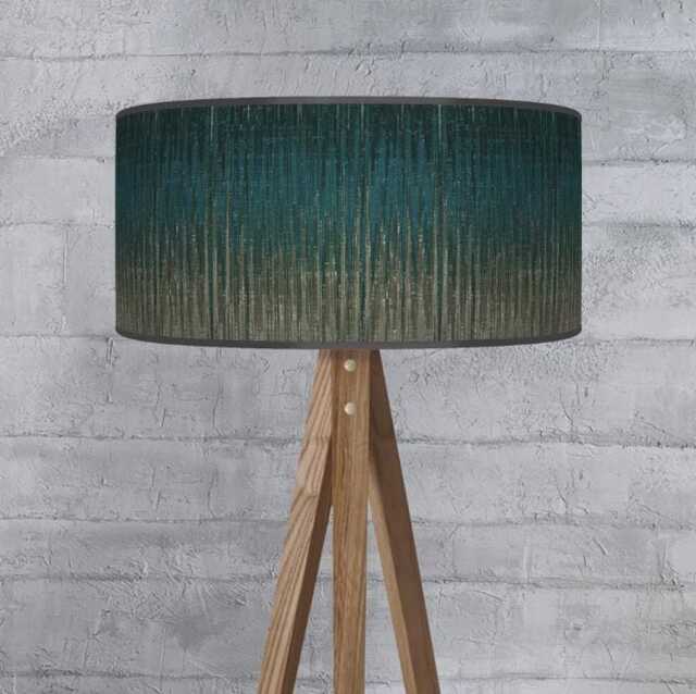 Teal Blue Abstract Pendant Lampshade Modern Ceiling Light, Handmade in UK - image 1