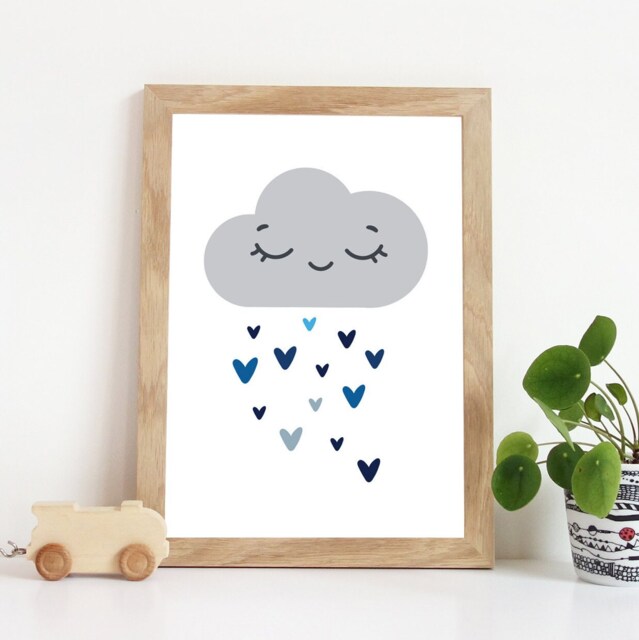 Boys Nursery Prints, Cloud Print, Playroom Bedroom Decor, Weather Wall Blue Print - image 1