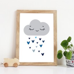 Boys Nursery Prints, Cloud Print, Playroom Bedroom Decor, Weather Wall Blue Print - thumbnail 1