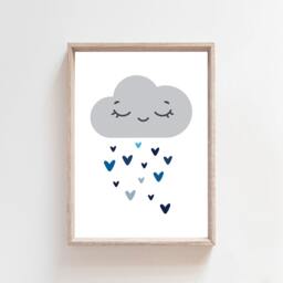 Boys Nursery Prints, Cloud Print, Playroom Bedroom Decor, Weather Wall Blue Print - thumbnail 2