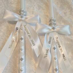 Lambade Wedding - Greek Orthodox Candles Ivory White Lambathes Lambades - thumbnail 4