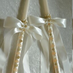 Lambade Wedding - Greek Orthodox Candles Ivory White Lambathes Lambades - thumbnail 3