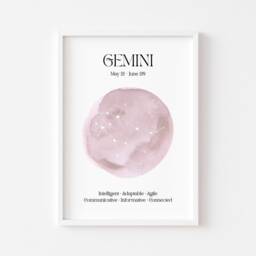 Gemini Zodiac Print - Astrology Prints Star Wall Art Celestial Sign Spiritual Poster Constellation Mercury - thumbnail 3