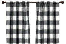 "Pair 25 Or 50"" Wide Anderson Buffalo Check Panels Drapes Cafe Curtains Length 24 48 63 72 84 96 108 120" - thumbnail 1