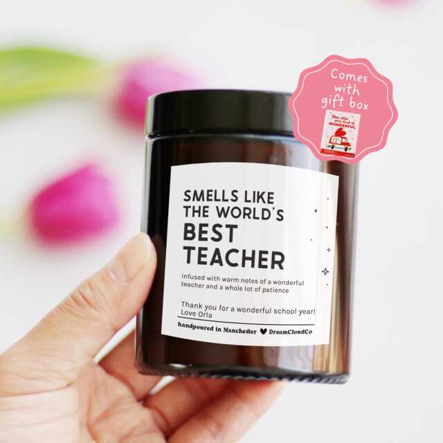 Gift For Teachers School End Of Term Appreciation Personalized Candle - Thank You Teacher Primary Secondary Gcses Alevels - image 1