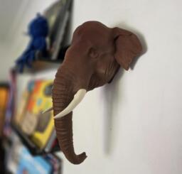 Indian Elephant Wall Art - Animal Mount- 3D Printed - thumbnail 1