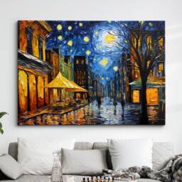 London Market Street Starry Night Style Painting Big Ben UK Van Gogh Wall Art Framed Canvas Poster Print Home/Office Room Decor Gifts - thumbnail 1