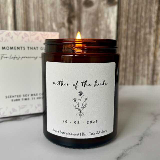 Personalised Mother Of The Bride Wedding Candle, Groom Grooms Gift - image 1