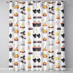 Cute Halloween Witch Pumpkin Candle & Spider Kawaii Seamless Pattern Readymade Eyelet Ring Top Thermal 100% Blackout Curtains - thumbnail 2