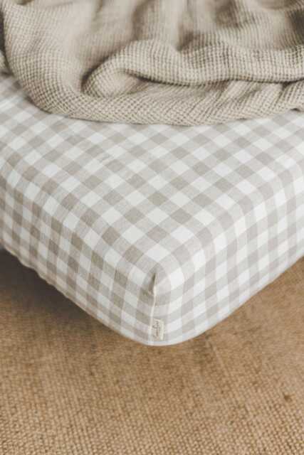 Checkered Linen Fitted Sheet - 100% Pure Linen, Classic Natural Bedding, Breathable, Durable Sheet, Gingham Soft Eco-Friendly Bedding - image 1
