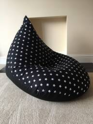 Small Black White Star Beanbag Seat Gaming Reading Chair Made To Order