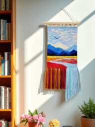 Small Hanging Wall Decor - Woven Tapestry Natural Handwoven Art Wall Decoration Housewarming Gift Woven Weaving - thumbnail 1