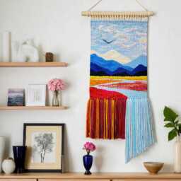 Small Hanging Wall Decor - Woven Tapestry Natural Handwoven Art Wall Decoration Housewarming Gift Woven Weaving - thumbnail 4