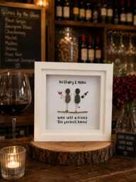 Pebble Art Picture, Wine Quote Framed Print, Friendship Keepsake Wall Decor - thumbnail 1