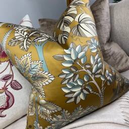 Absolutely Stunning Decorative Cushion Cover Pillow Designer - Double Sided Steen Cotton Fabric Gold Bronze - thumbnail 2