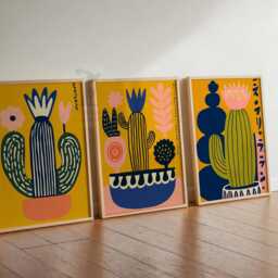 Mexica Cactus Wall Art, Japanese Poster, Mexican Print Set, Abstract Plant Colorful Botanical Decor, Modern Artwork, Bold Art - thumbnail 3