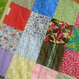 Funky Patchwork Quilt Colorful Cotton Throw Blanket - 54 X 81 - thumbnail 2