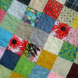 Funky Patchwork Quilt Colorful Cotton Throw Blanket - 54 X 81 - thumbnail 3