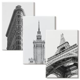 Canvas Wall Art Set Of 3 - Buildings in Black & White Minimalism, Print, Travels Hanging Piece - thumbnail 1