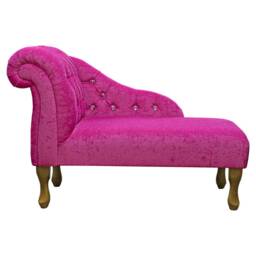 Handmade Pink Velvet Chaise Longue Diamante Buttoned Accent Chair - thumbnail 2