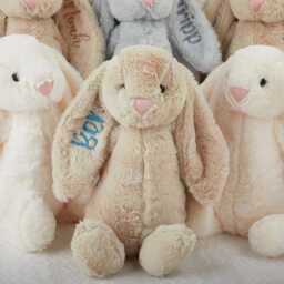 Personalized Embroidered Bunny Rabbit , Custom Monogrammed Rabbit, Personalized Bunny, Bunny Soft Plush Toy, Flower Girl Gifts - thumbnail 4