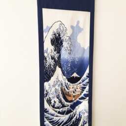 Cat Quilt Fabric, Order Made Japanese Noren Curtain, Wave Wall Tapestry Fabric Panel, Panel Curtain Tissu, Tenugui Hanger - thumbnail 2
