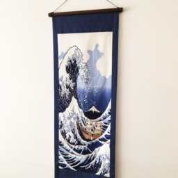 Cat Quilt Fabric, Order Made Japanese Noren Curtain, Wave Wall Tapestry Fabric Panel, Panel Curtain Tissu, Tenugui Hanger - thumbnail 4