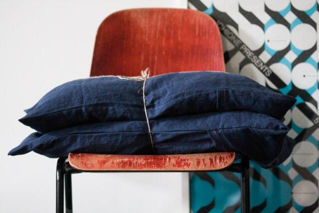 Royal Blue Linen Pillow Case Organic Bedding Sham - image 1