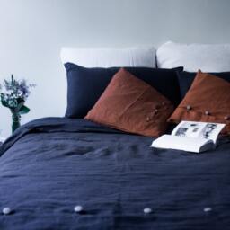 Royal Blue Linen Pillow Case Organic Bedding Sham - thumbnail 2