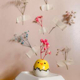 Cute Tiny Chick Vase/Handshaped & Handpainted Bud Art For Home Funky Decor Perfectly Imperfect Pieces Cute Baby Chick Gift - thumbnail 2