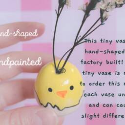 Cute Tiny Chick Vase/Handshaped & Handpainted Bud Art For Home Funky Decor Perfectly Imperfect Pieces Cute Baby Chick Gift - thumbnail 3