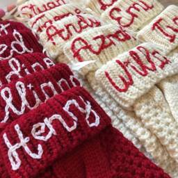 Christmas Stocking With Name - Personalised Hand-Stitched On Plain Knitted - thumbnail 3