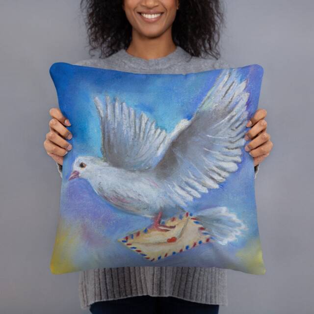 Pastel Painting Piegon Post Basic Pillow - image 1