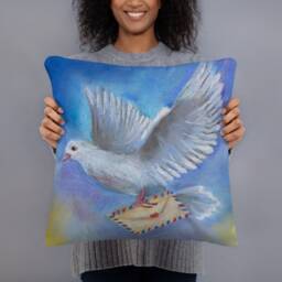 Pastel Painting Piegon Post Basic Pillow - thumbnail 2