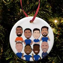 Chelsea 2025-26 & 2024-25 Sale Christmas Tree Decoration Flat Ceramic Bauble Vector Heroes Palmer Sanchez Etc Great Gift For Blues Fans - thumbnail 2