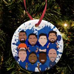 Chelsea 2025-26 & 2024-25 Sale Christmas Tree Decoration Flat Ceramic Bauble Vector Heroes Palmer Sanchez Etc Great Gift For Blues Fans - thumbnail 3
