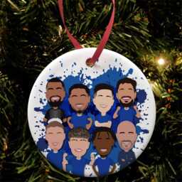 Chelsea 2025-26 & 2024-25 Sale Christmas Tree Decoration Flat Ceramic Bauble Vector Heroes Palmer Sanchez Etc Great Gift For Blues Fans - thumbnail 1