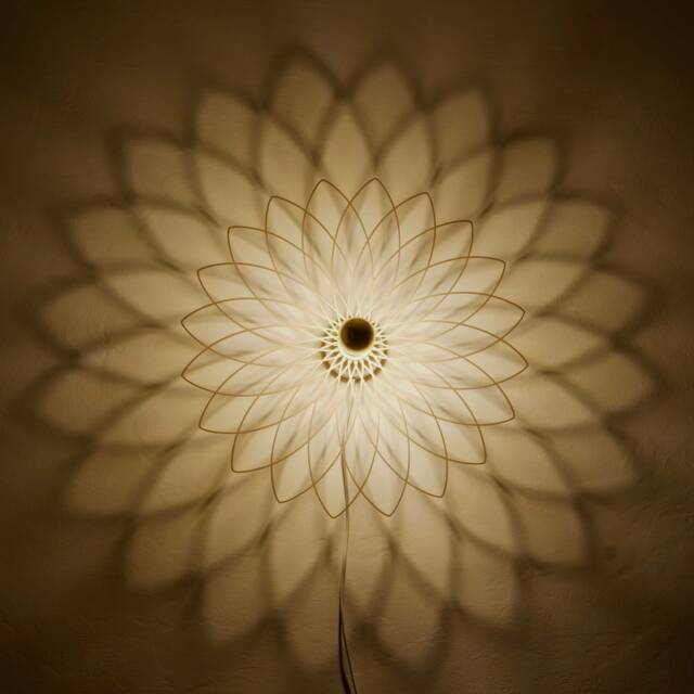 Shadow Lamp Wall - Flower Wooden Lampshade Ceiling Light - image 1