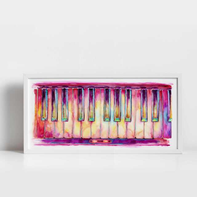 Two Octaves Piano Watercolor - Colorful Keyboard Painting By Jamie Hansen - image 1