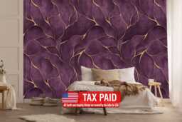 Purple Watercolor Wallpaper Mural, Gold Veins, Peel & Stick - thumbnail 1