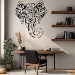 Elephant Mandala Wall Decal - Geometric Floral Animal Art - thumbnail 3